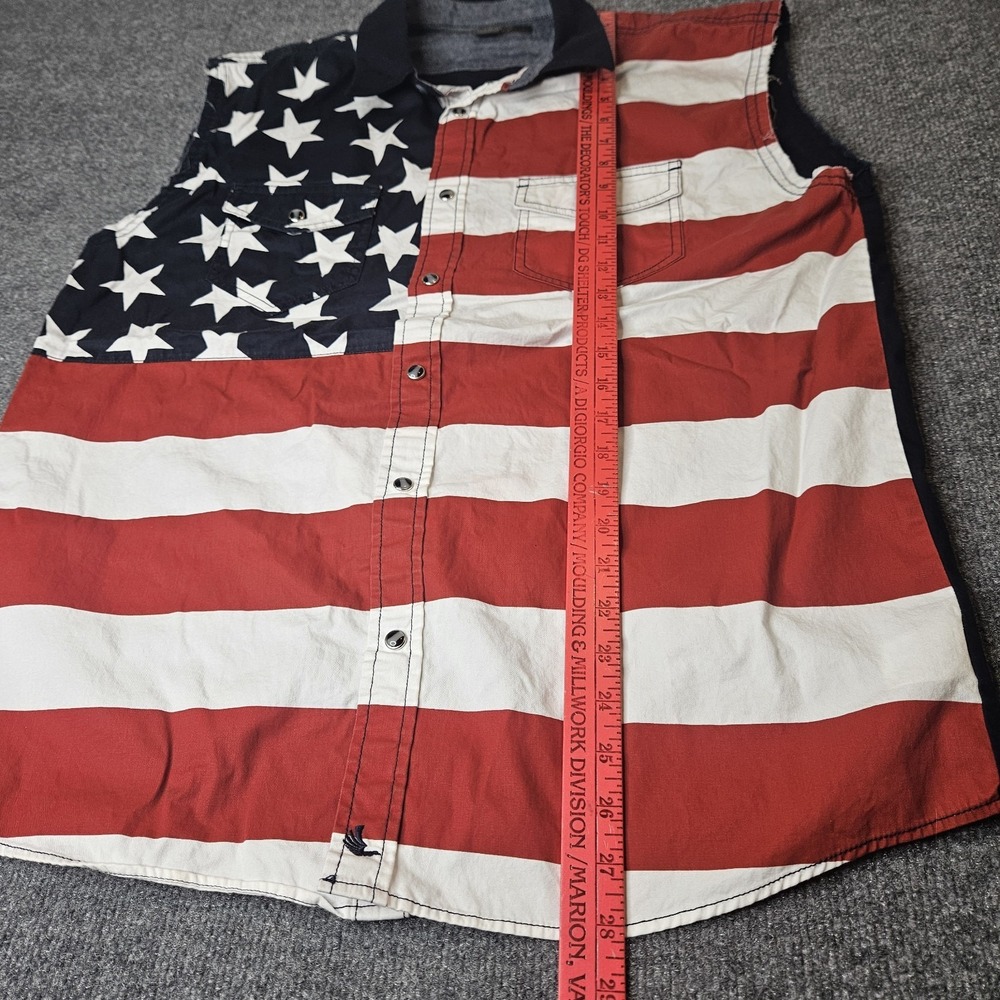 Cody James Mens Sleeveless Pearlsnap Shirt Size Medium Patriotic Flag Cowboy - Picture 6 of 7